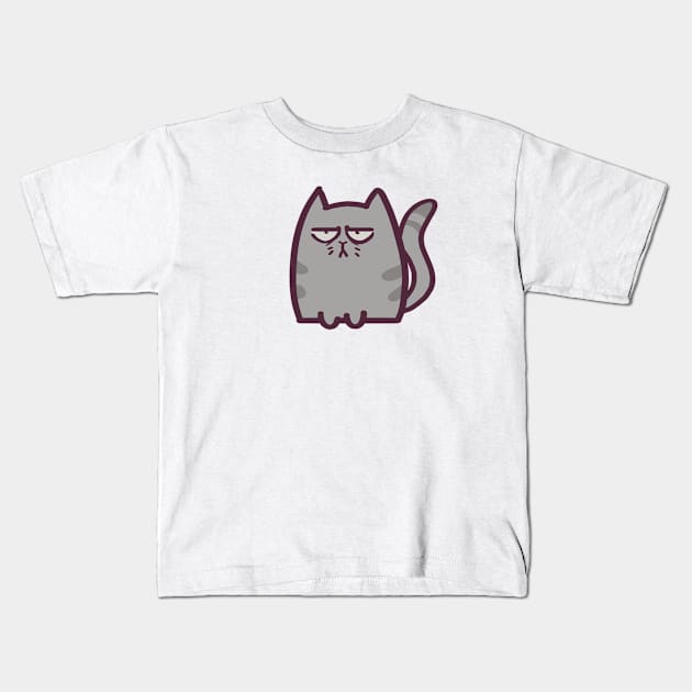 Annoyed Cartoon Cat Kids T-Shirt by ThumboArtBumbo